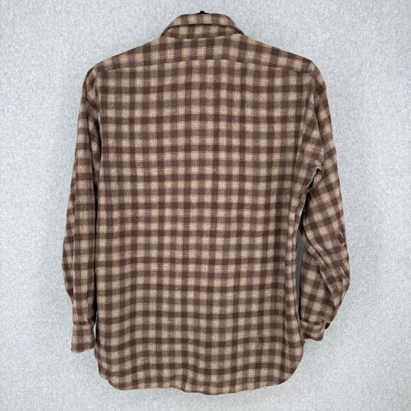 Pendleton Mens VTG Button Front Shirt Size L Brown Plaid Woolen Mills USA Oregon - Picture 2 of 13